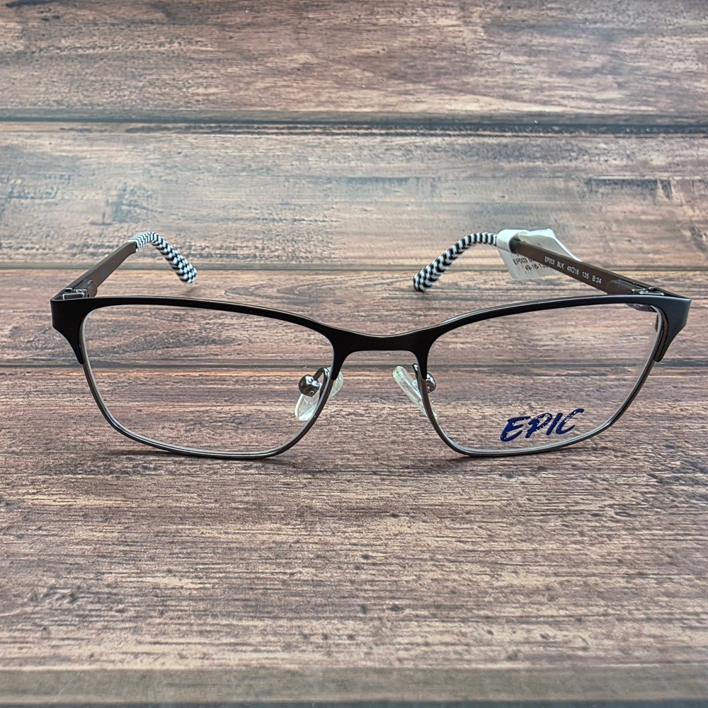 Epic EP003 BLK Eyeglasses Black Metal Camo Checkered Rectangular  49-16-135